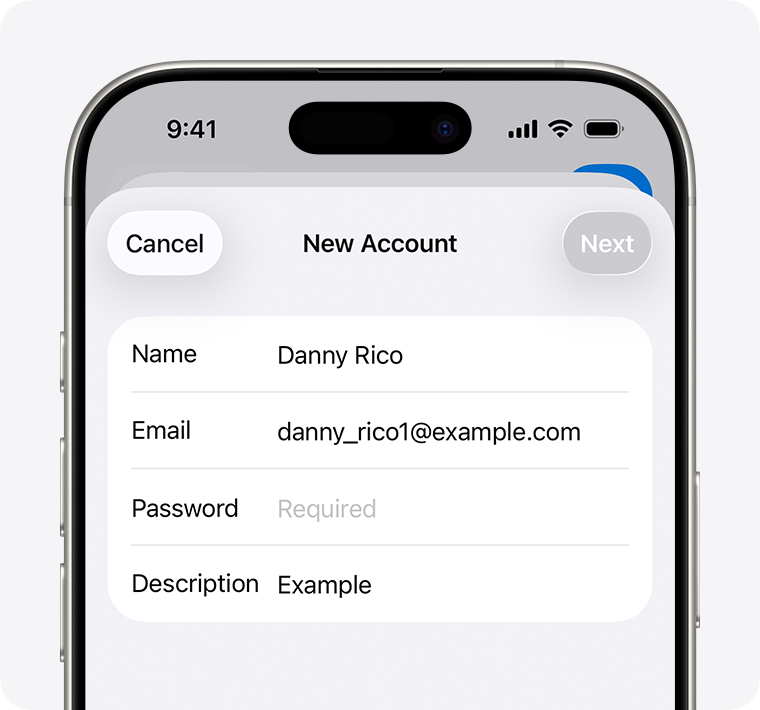 Apple Mail manual account fields