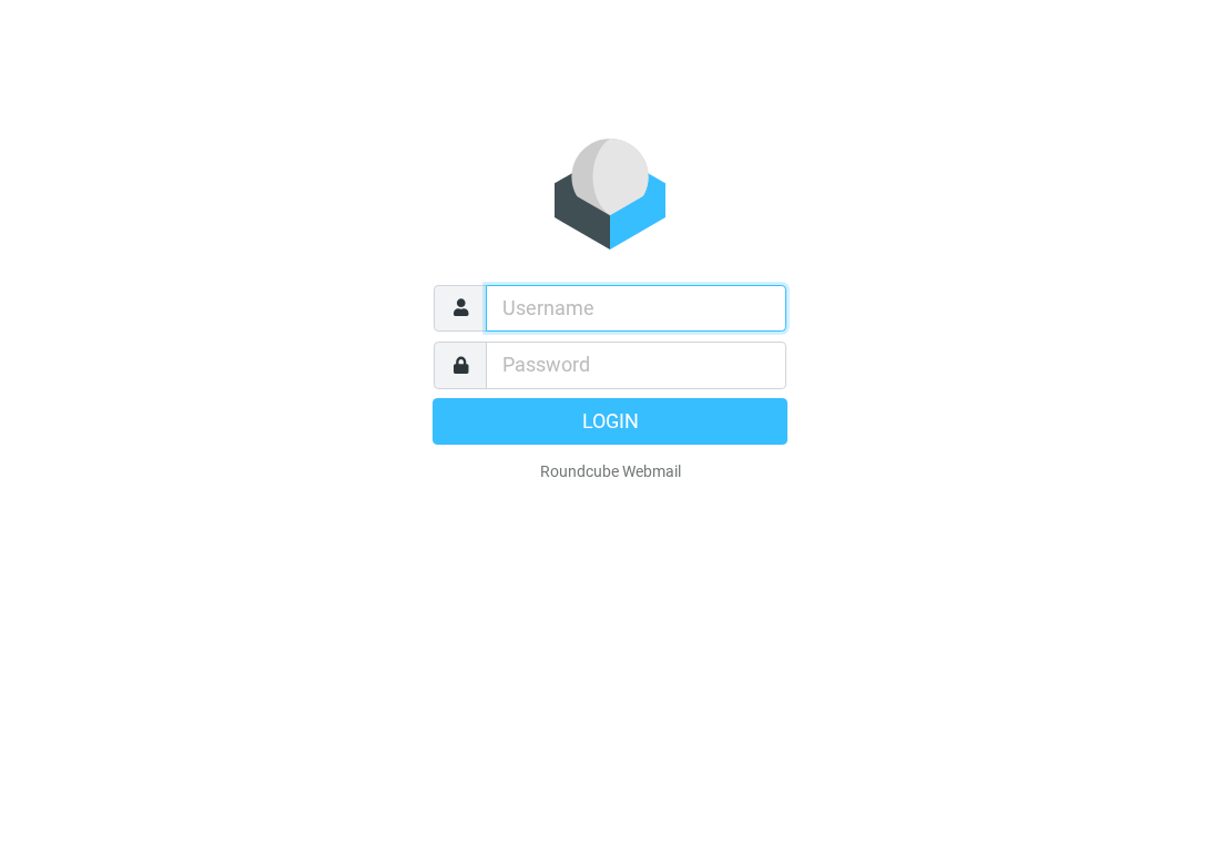 Roundcube webmail sign-in screen with empty username and password fields
